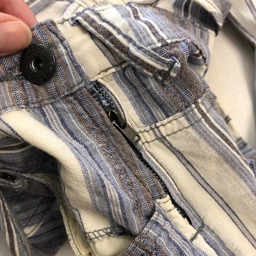 Free People striped vibe overalls